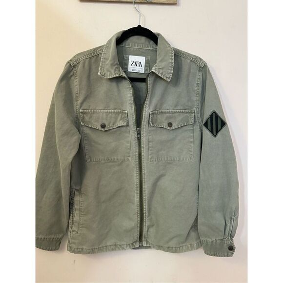 Zara Jackets & Blazers - Zara Green Cotton Military Jacket M
